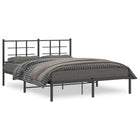 Bedframe met hoofdbord metaal zwart 160x200 cm 160 x 200 cm Zwart met hoofdbord