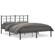 Bedframe metaal zwart 160x200 cm met hoofdbord