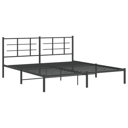 Bedframe met hoofdbord metaal zwart 183x213 cm