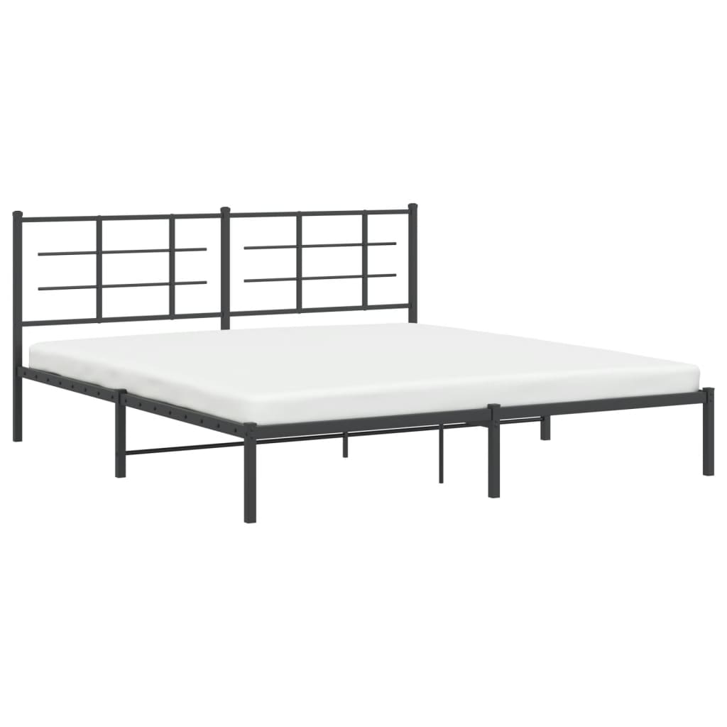 Bedframe met hoofdbord metaal zwart 183x213 cm