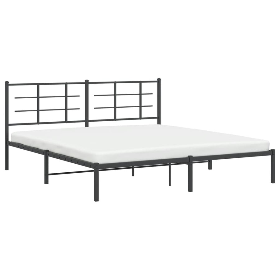 Bedframe met hoofdbord metaal zwart 183x213 cm