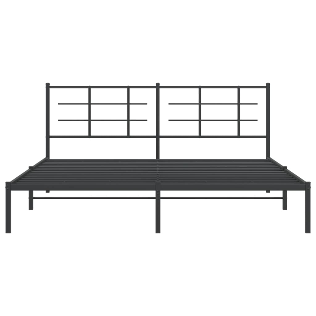 Bedframe met hoofdbord metaal zwart 183x213 cm