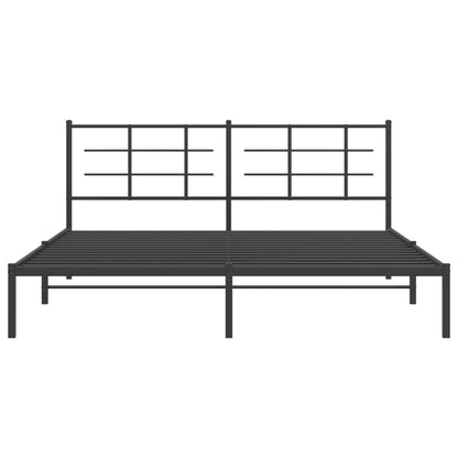 Bedframe met hoofdbord metaal zwart 183x213 cm