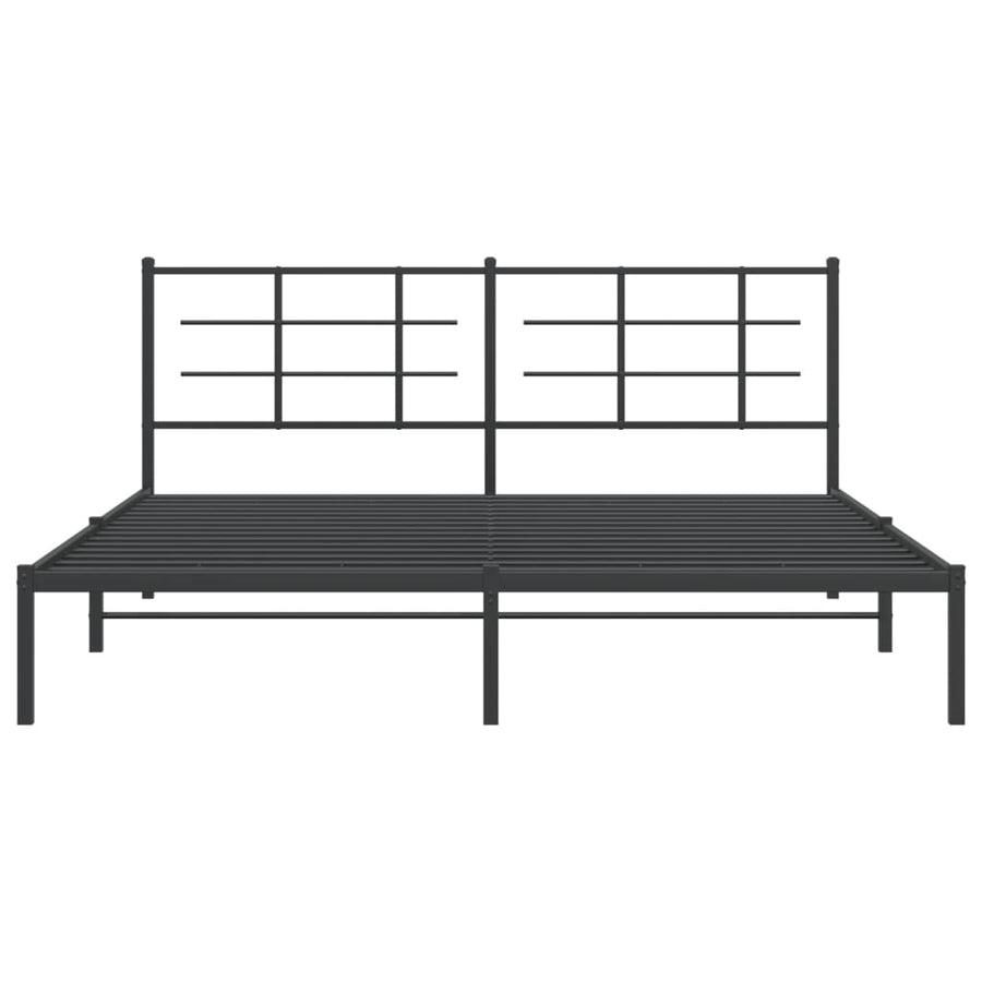 Bedframe met hoofdbord metaal zwart 183x213 cm
