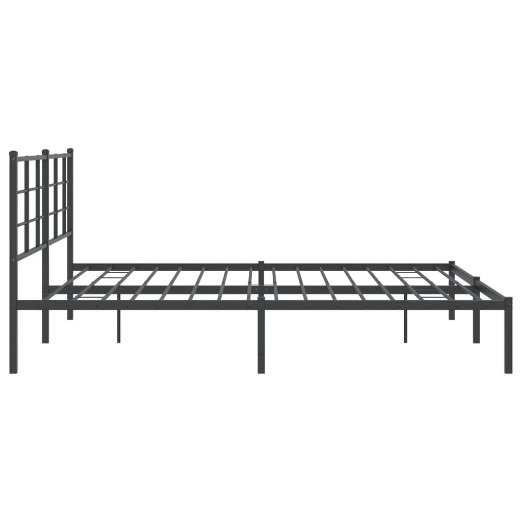 Bedframe met hoofdbord metaal zwart 183x213 cm