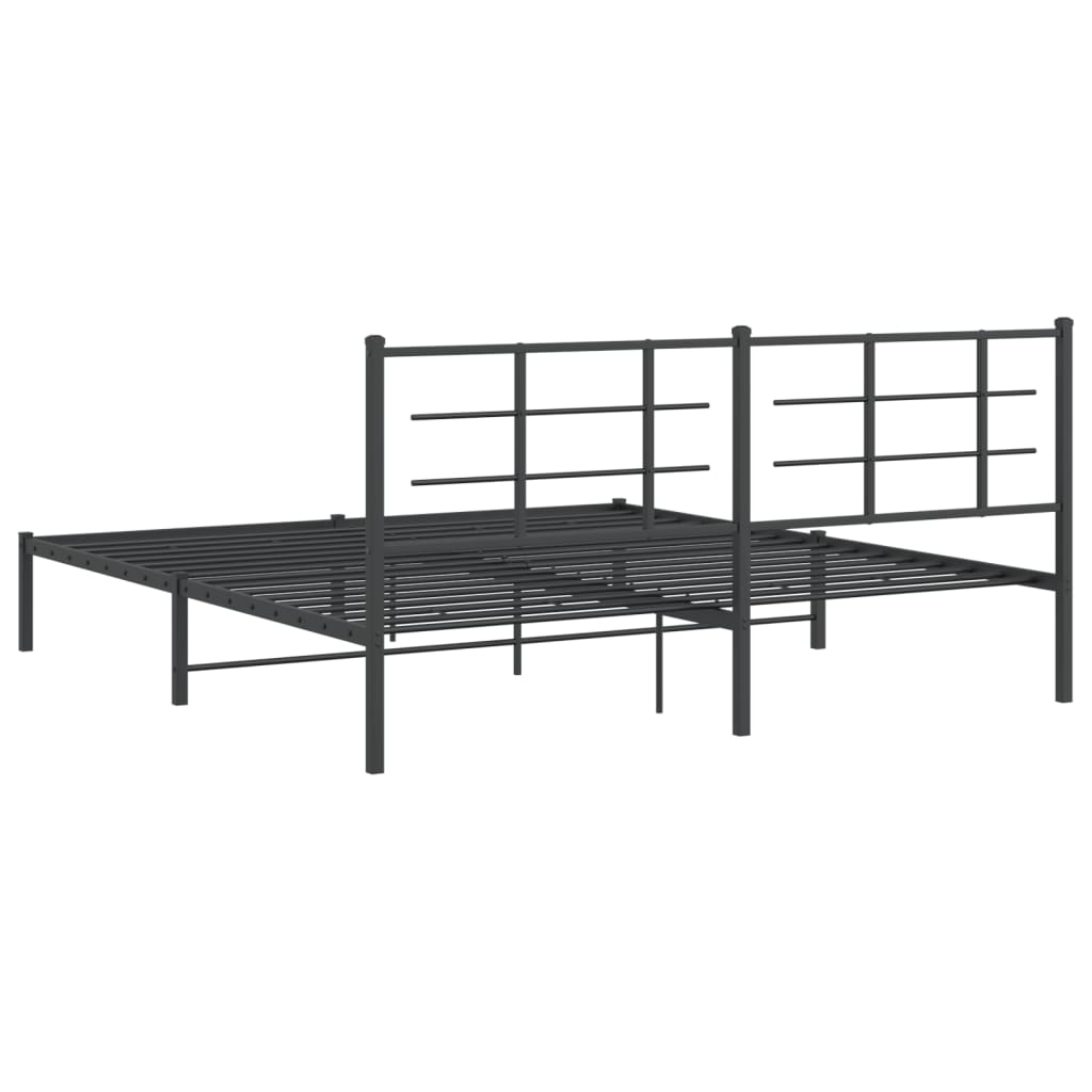 Bedframe met hoofdbord metaal zwart 183x213 cm