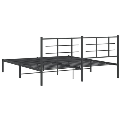 Bedframe met hoofdbord metaal zwart 183x213 cm