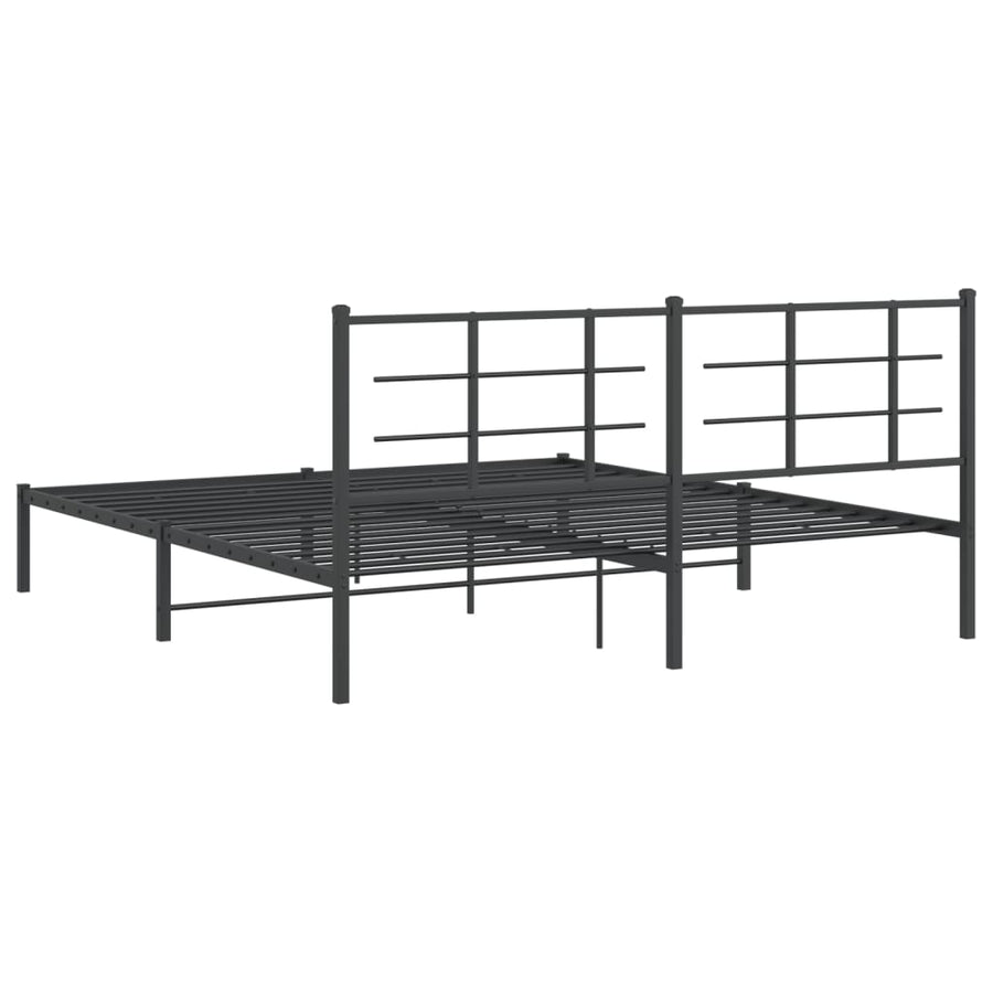 Bedframe met hoofdbord metaal zwart 183x213 cm
