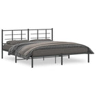 Black metal bed frame with headboard 183x213 cm