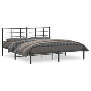 Bedframe metaal zwart 183x213 cm met hoofdbord