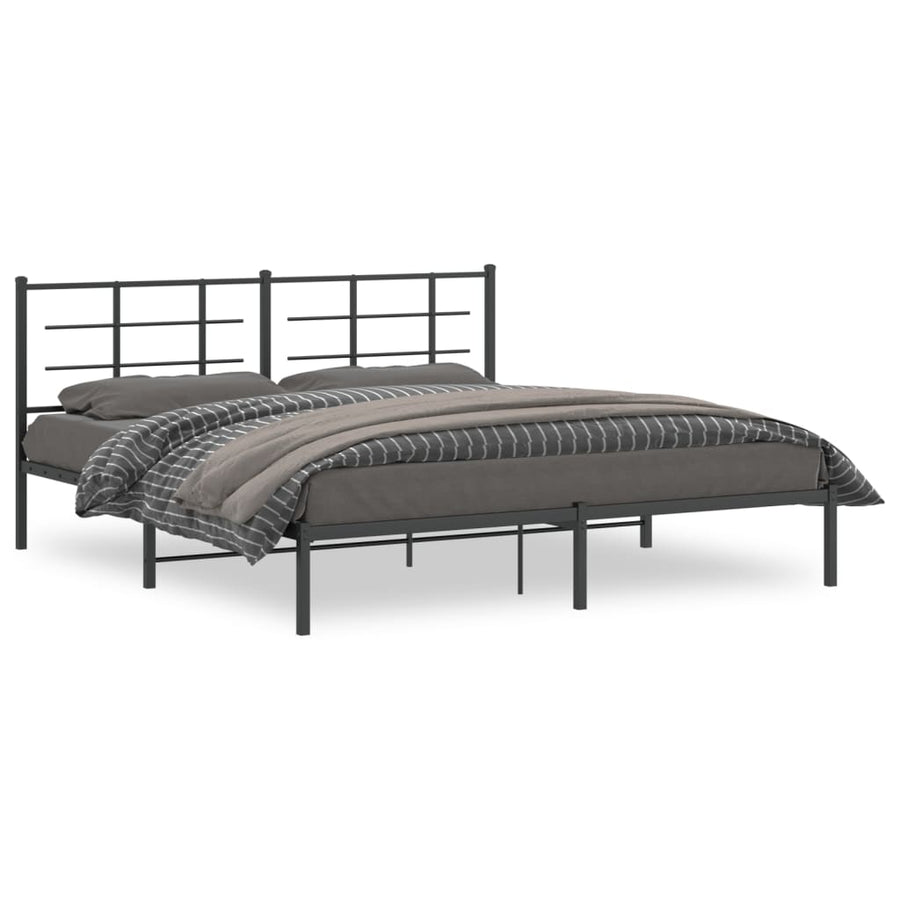 Bedframe met hoofdbord metaal zwart 183x213 cm