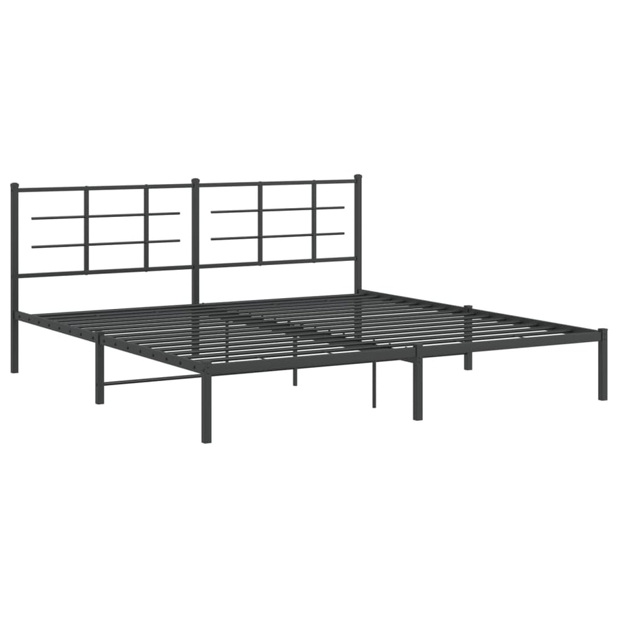 Bedframe met hoofdbord metaal zwart 193x203 cm