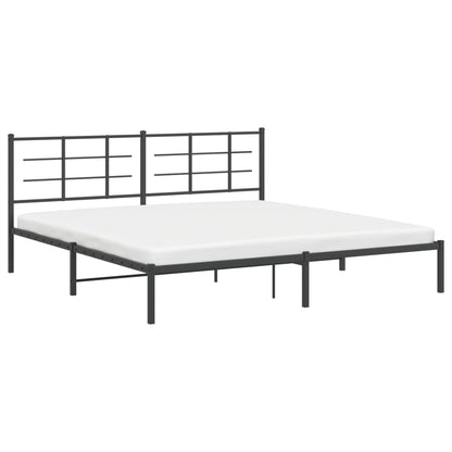 Bedframe met hoofdbord metaal zwart 193x203 cm