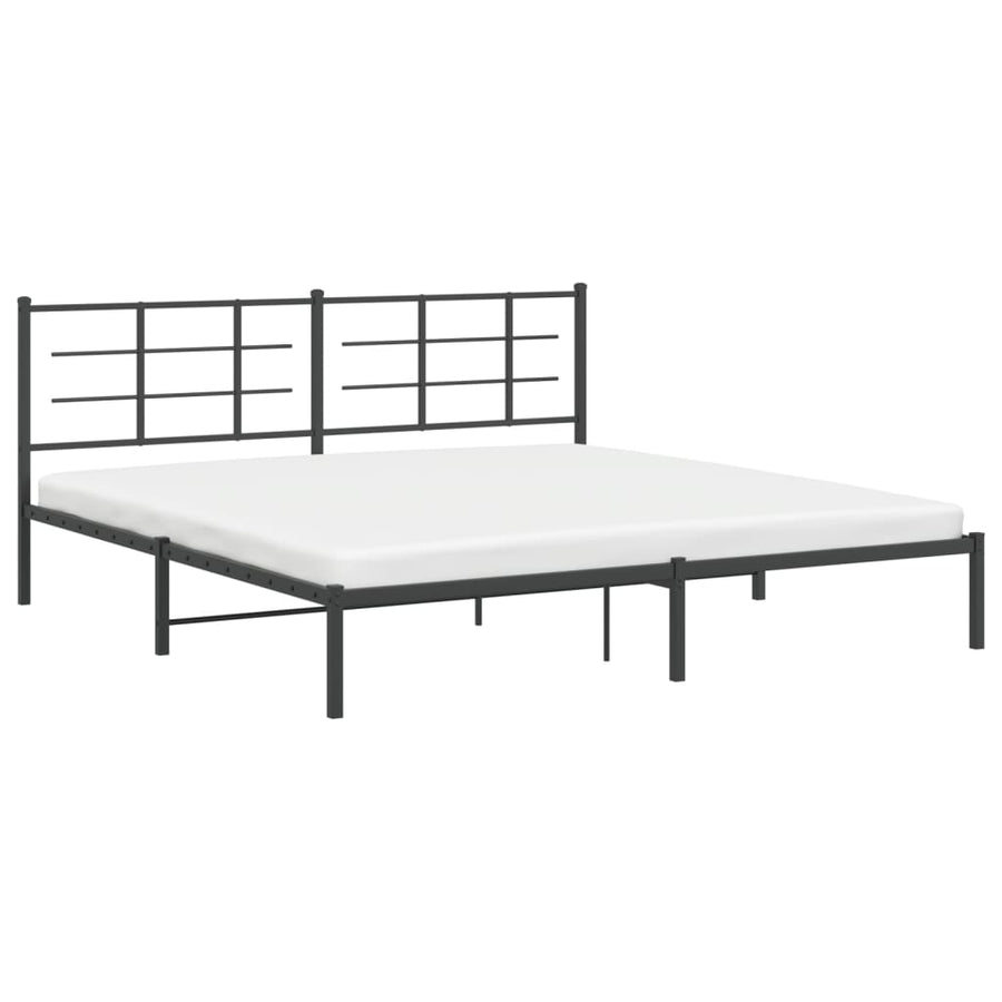 Bedframe met hoofdbord metaal zwart 193x203 cm