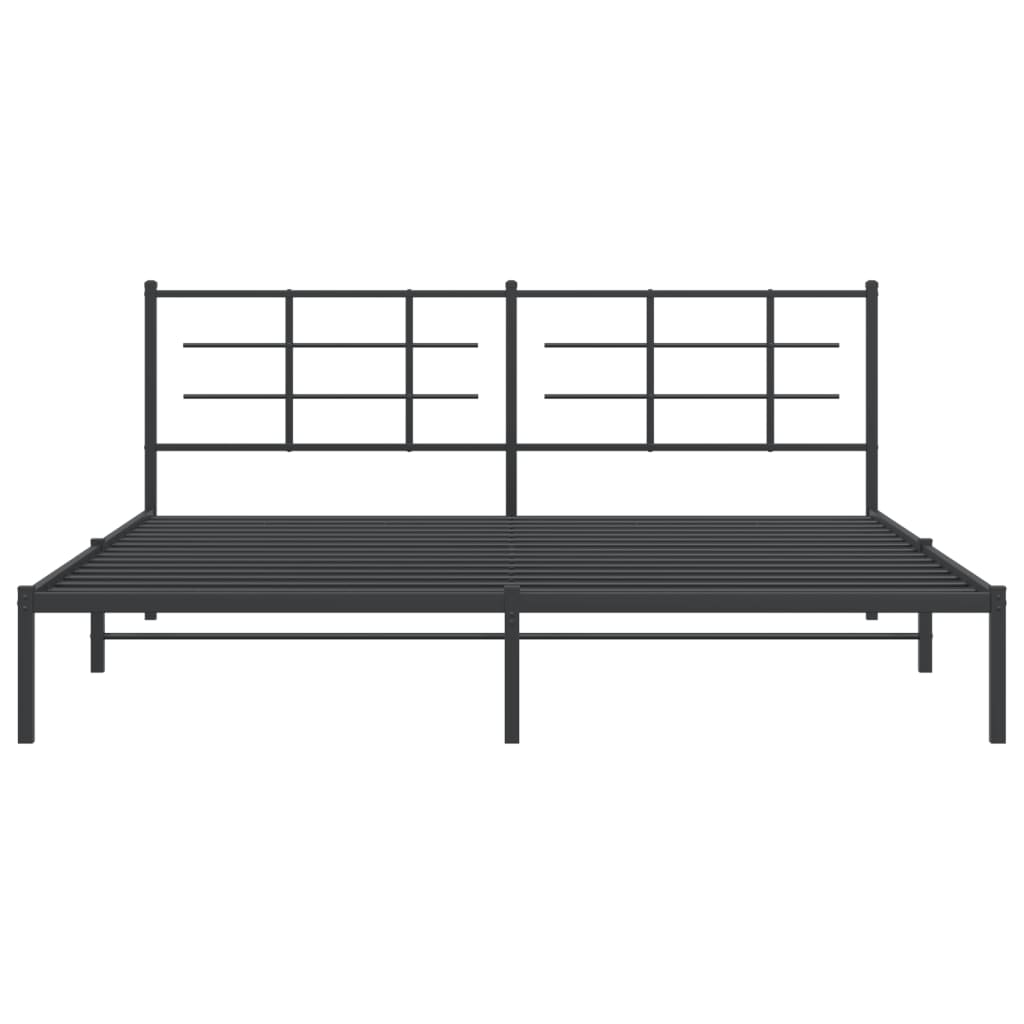Bedframe met hoofdbord metaal zwart 193x203 cm