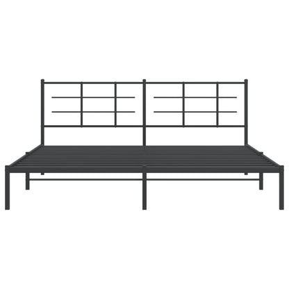 Bedframe met hoofdbord metaal zwart 193x203 cm
