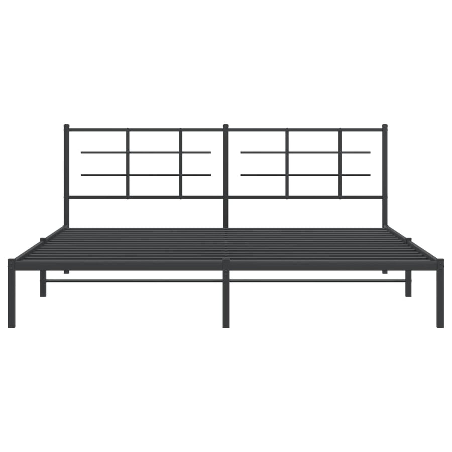 Bedframe met hoofdbord metaal zwart 193x203 cm
