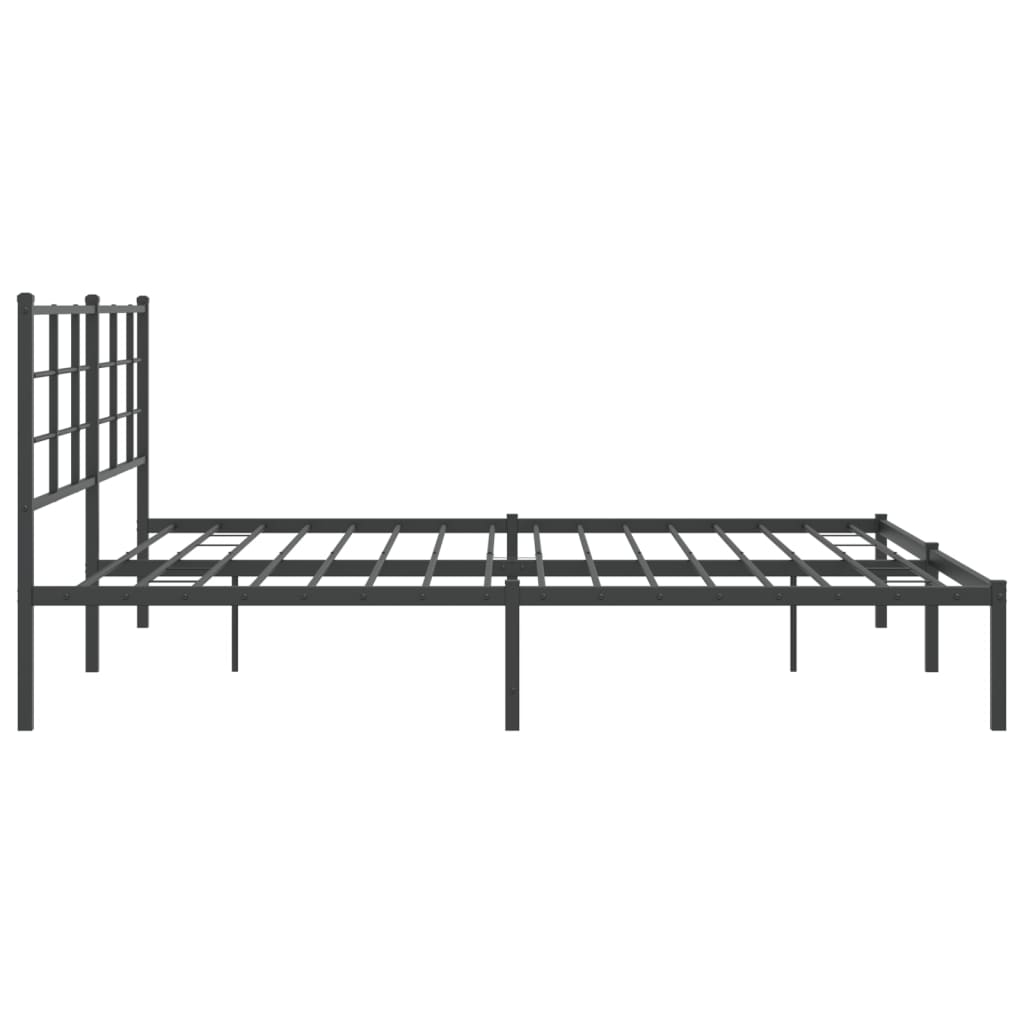 Bedframe met hoofdbord metaal zwart 193x203 cm