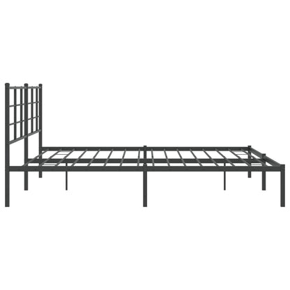 Bedframe met hoofdbord metaal zwart 193x203 cm