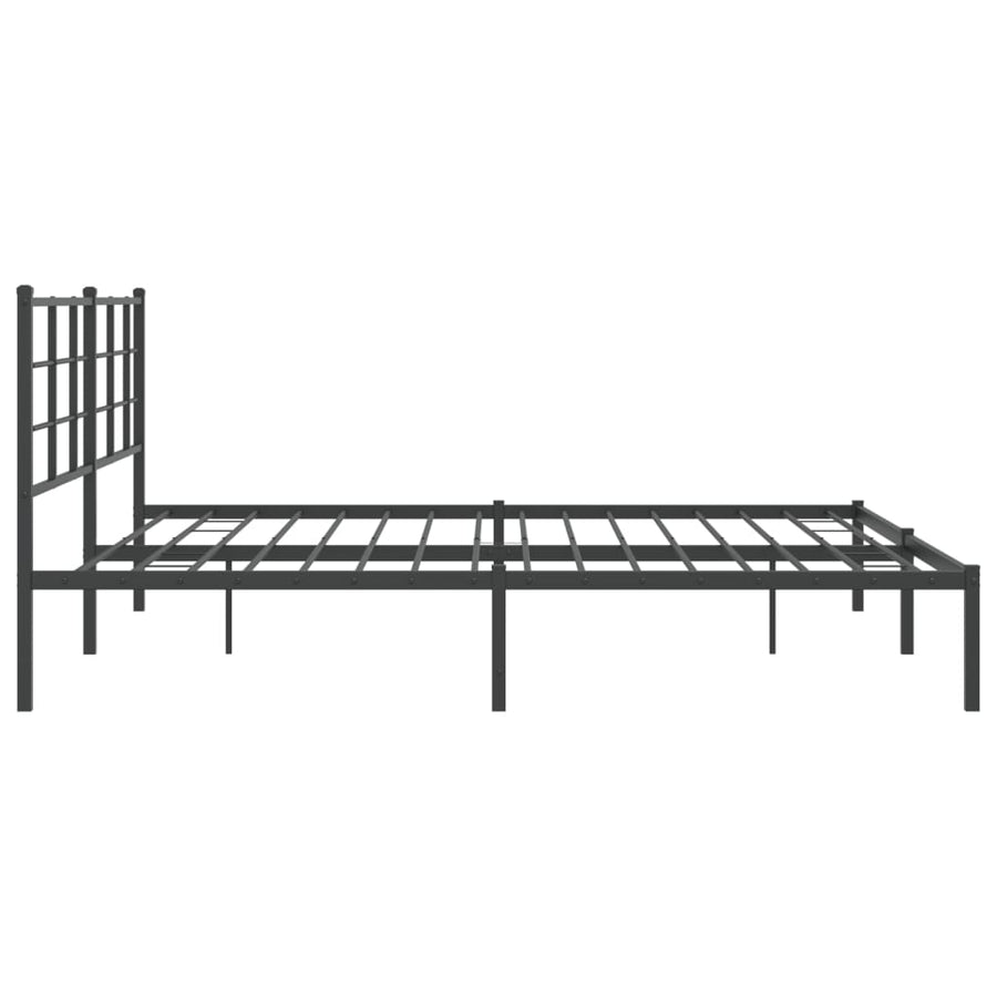 Bedframe met hoofdbord metaal zwart 193x203 cm