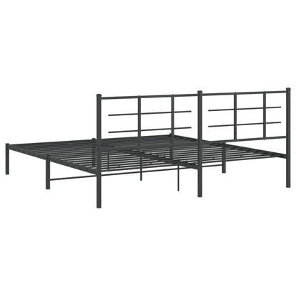 Bedframe met hoofdbord metaal zwart 193x203 cm