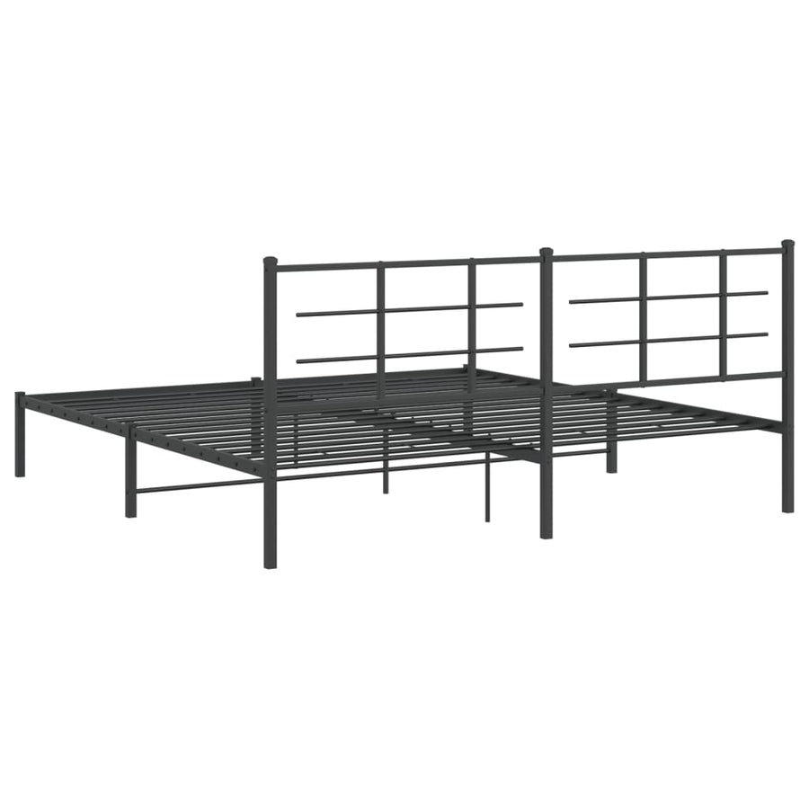 Bedframe met hoofdbord metaal zwart 193x203 cm