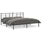 Metal bed frame with headboard black 193x203 cm