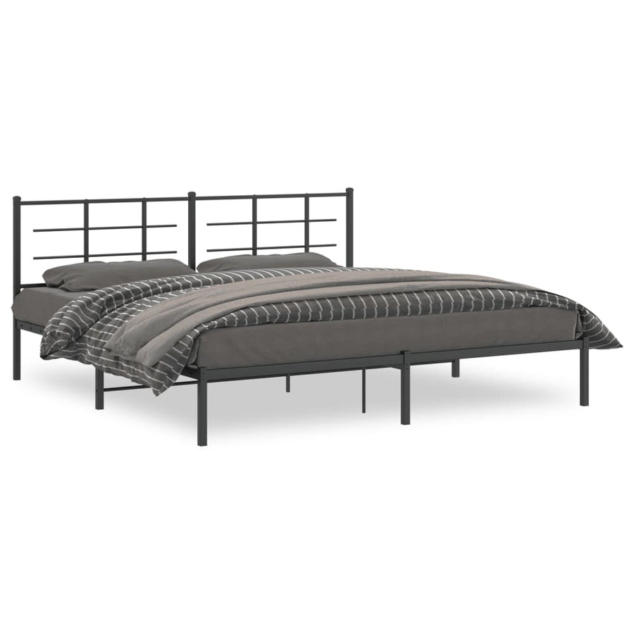 Bedframe met hoofdbord metaal zwart 193x203 cm