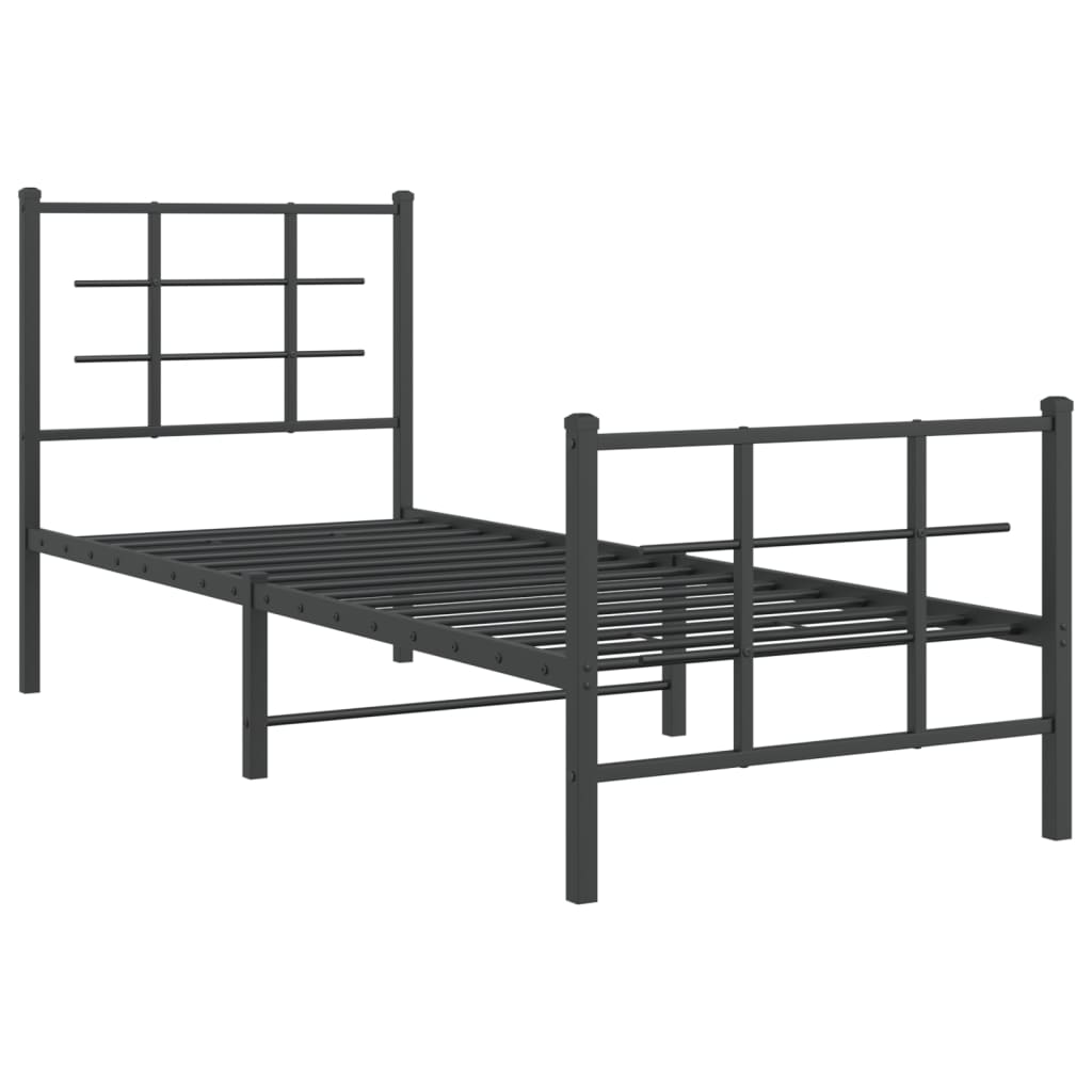 Bedframe met hoofd- en voeteneinde metaal zwart 75x190 cm 75 x 190 cm Zwart