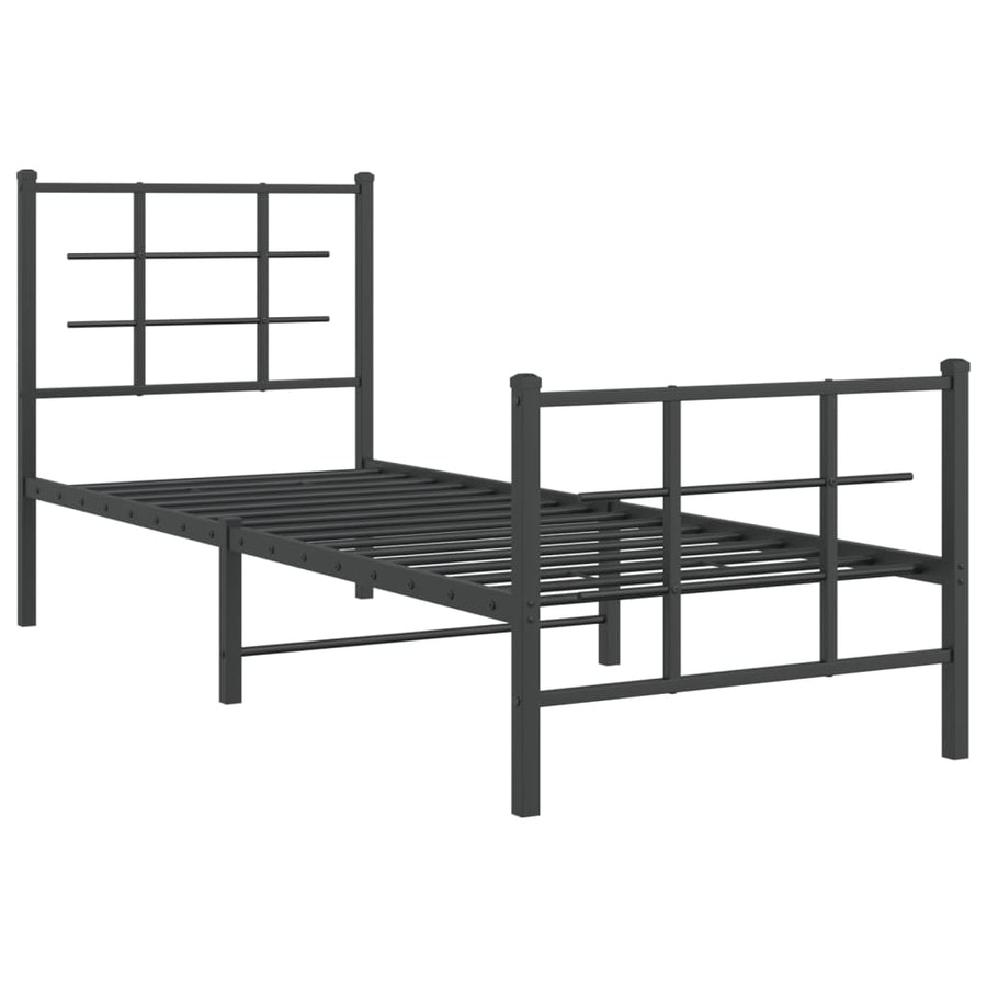 Bedframe met hoofd- en voeteneinde metaal zwart 75x190 cm 75 x 190 cm Zwart
