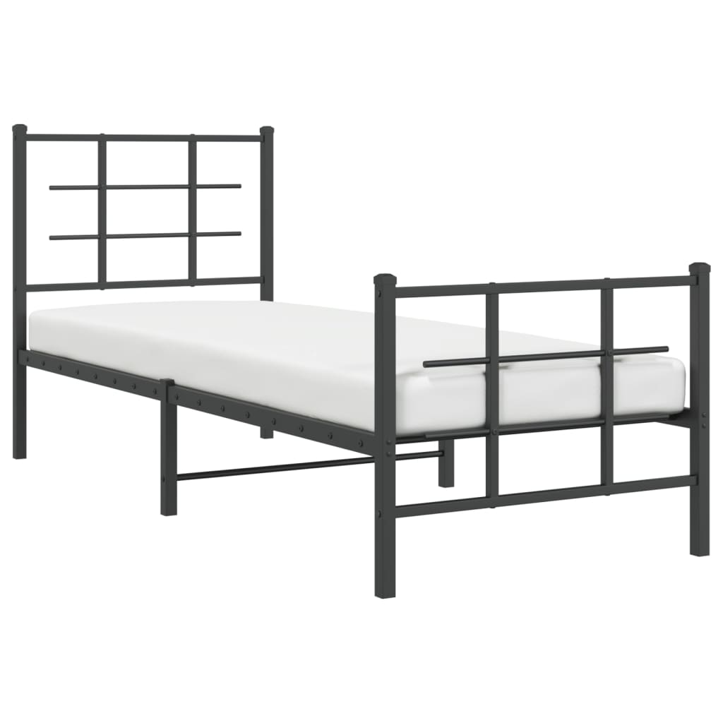 Bedframe met hoofd- en voeteneinde metaal zwart 75x190 cm 75 x 190 cm Zwart