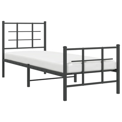 Bedframe met hoofd- en voeteneinde metaal zwart 75x190 cm 75 x 190 cm Zwart