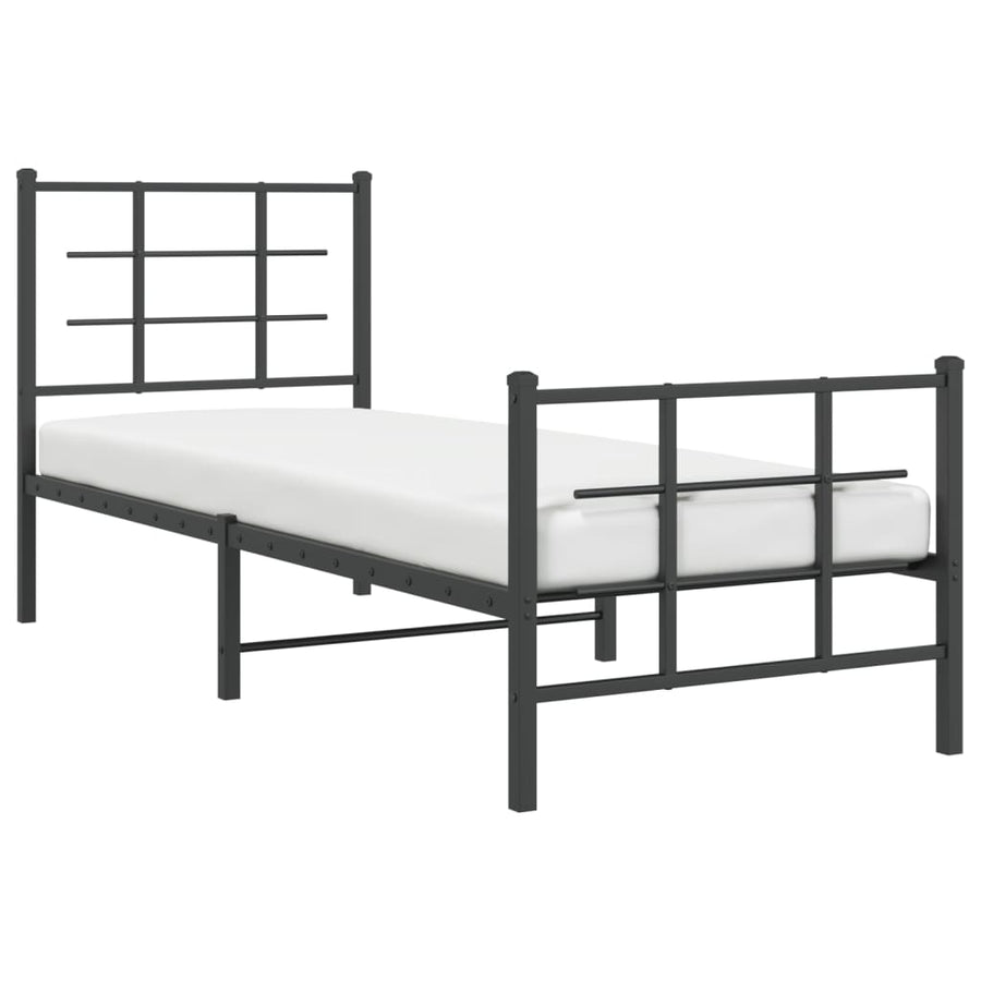 Bedframe met hoofd- en voeteneinde metaal zwart 75x190 cm 75 x 190 cm Zwart