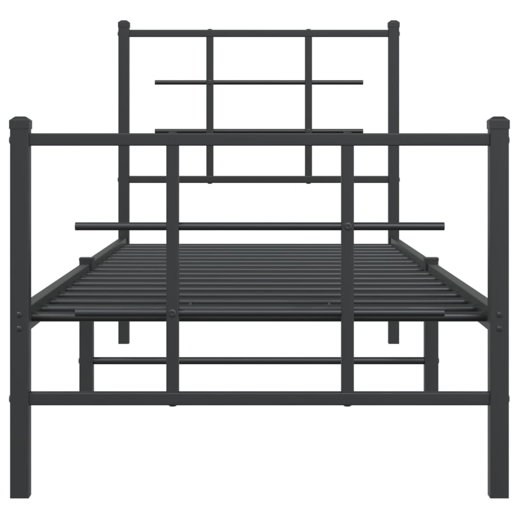 Bedframe met hoofd- en voeteneinde metaal zwart 75x190 cm 75 x 190 cm Zwart