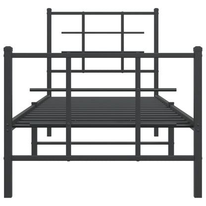 Bedframe met hoofd- en voeteneinde metaal zwart 75x190 cm 75 x 190 cm Zwart
