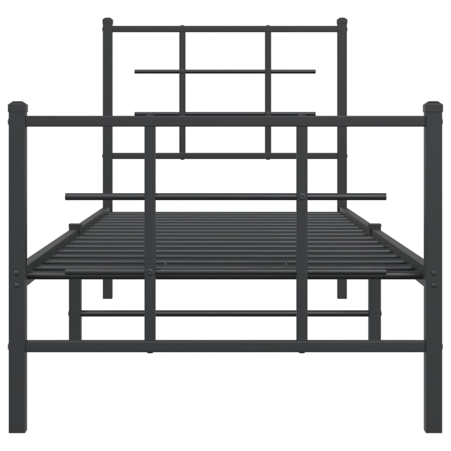 Bedframe met hoofd- en voeteneinde metaal zwart 75x190 cm 75 x 190 cm Zwart