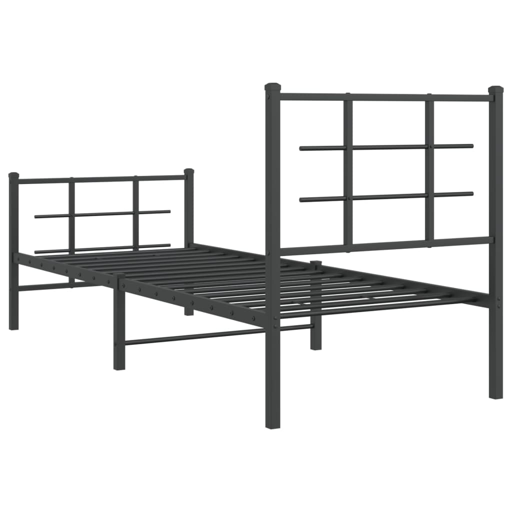 Bedframe met hoofd- en voeteneinde metaal zwart 75x190 cm 75 x 190 cm Zwart