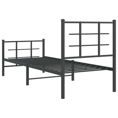 Bedframe met hoofd- en voeteneinde metaal zwart 75x190 cm 75 x 190 cm Zwart