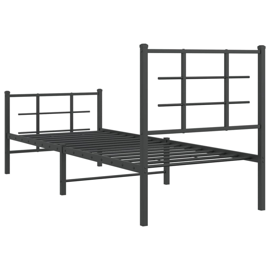 Bedframe met hoofd- en voeteneinde metaal zwart 75x190 cm 75 x 190 cm Zwart