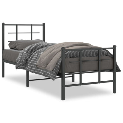 Bedframe met hoofd- en voeteneinde metaal zwart 75x190 cm 75 x 190 cm Zwart