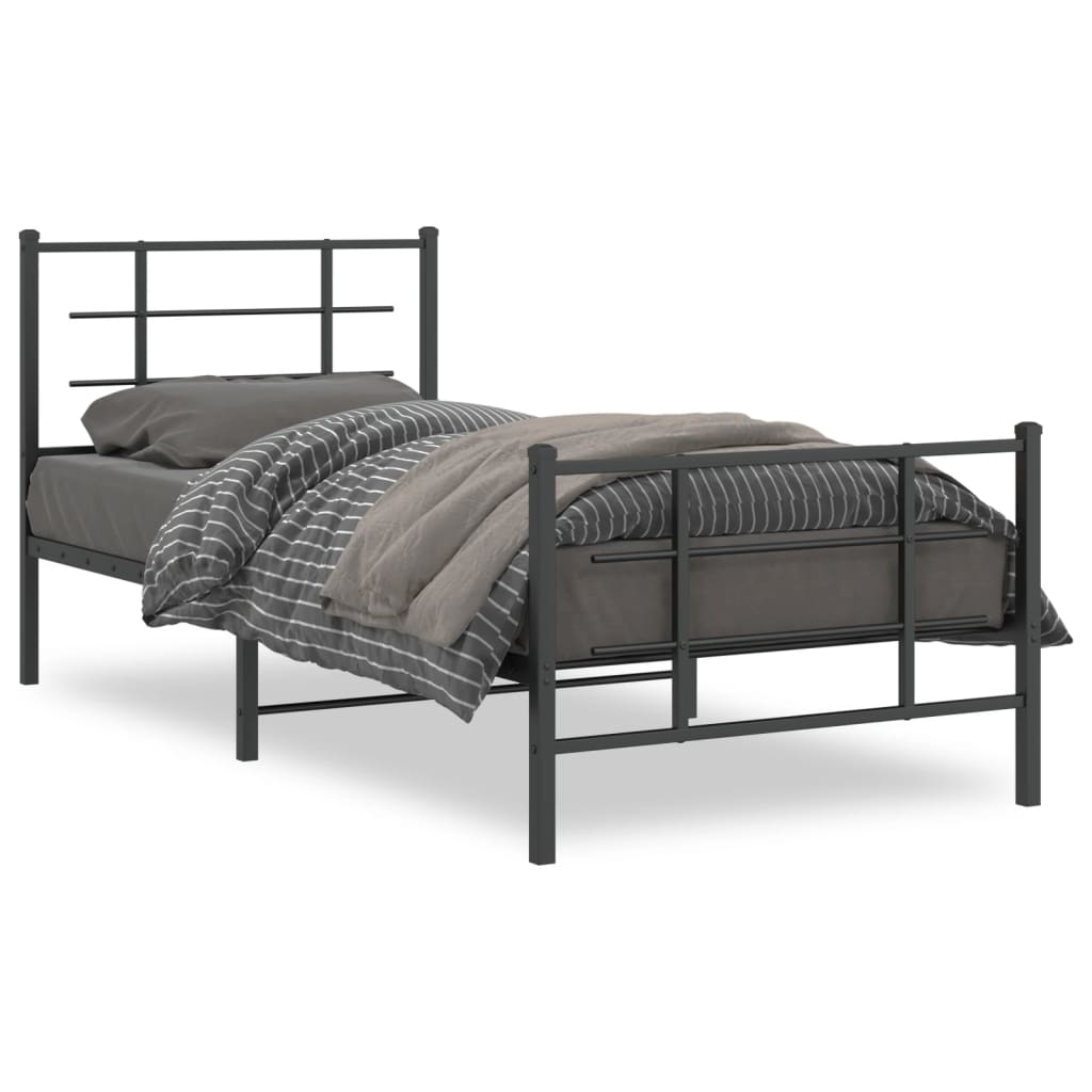Bedframe Met Hoofd- En Voeteneinde Metaal 90 x 200 cm Zwart