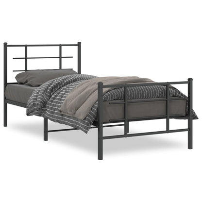 Bedframe Met Hoofd- En Voeteneinde Metaal 90 x 200 cm Zwart