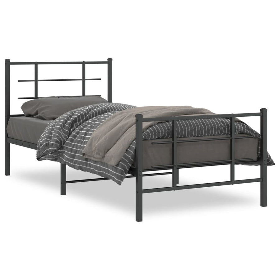 Bedframe Met Hoofd- En Voeteneinde Metaal 90 x 200 cm Zwart