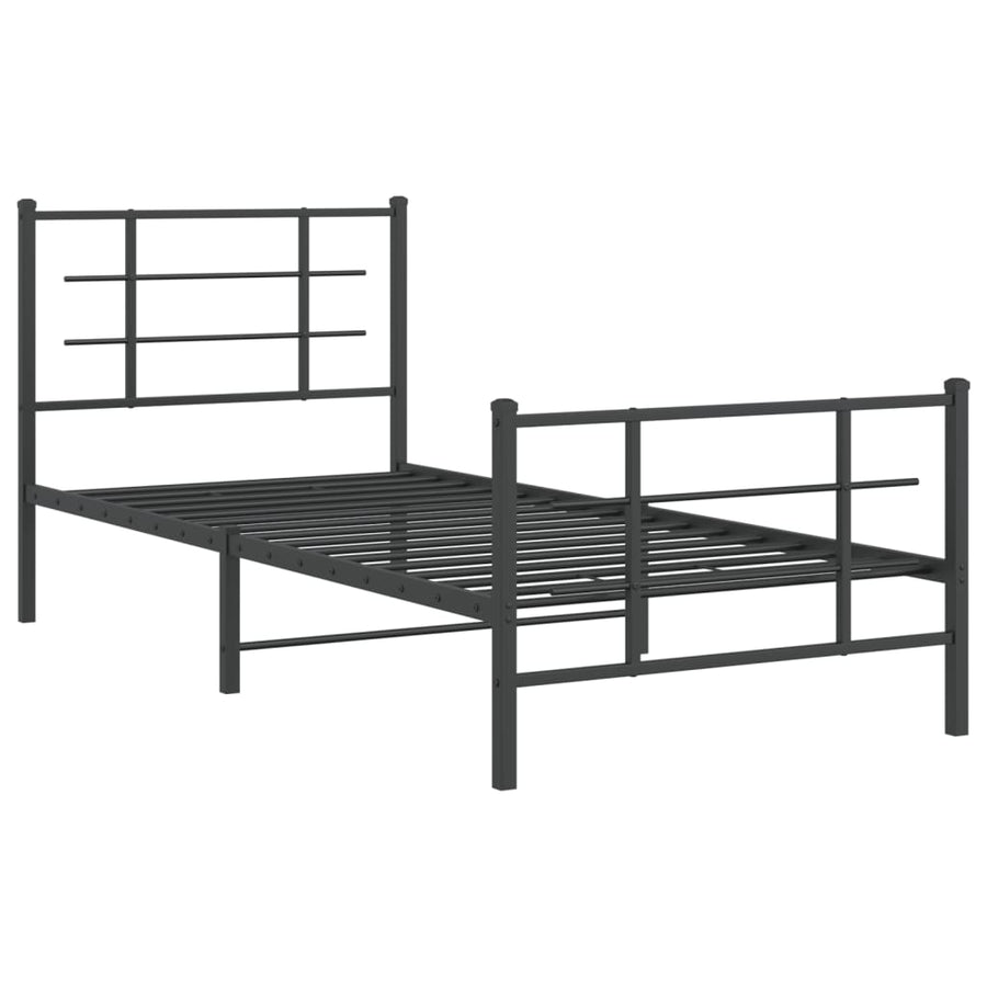 Bedframe Met Hoofd- En Voeteneinde Metaal 90 x 200 cm Zwart