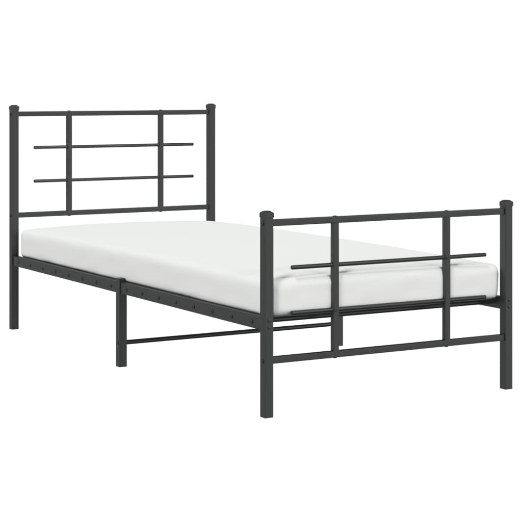 Bedframe Met Hoofd- En Voeteneinde Metaal 90 x 200 cm Zwart