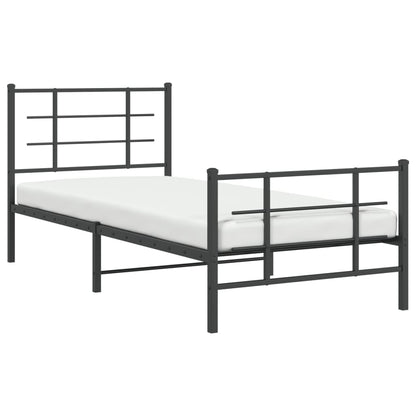 Bedframe Met Hoofd- En Voeteneinde Metaal 90 x 200 cm Zwart