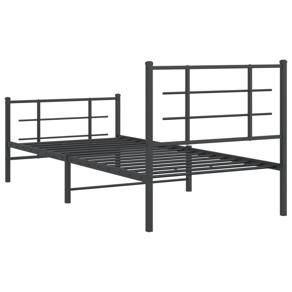 Bedframe Met Hoofd- En Voeteneinde Metaal 90 x 200 cm Zwart