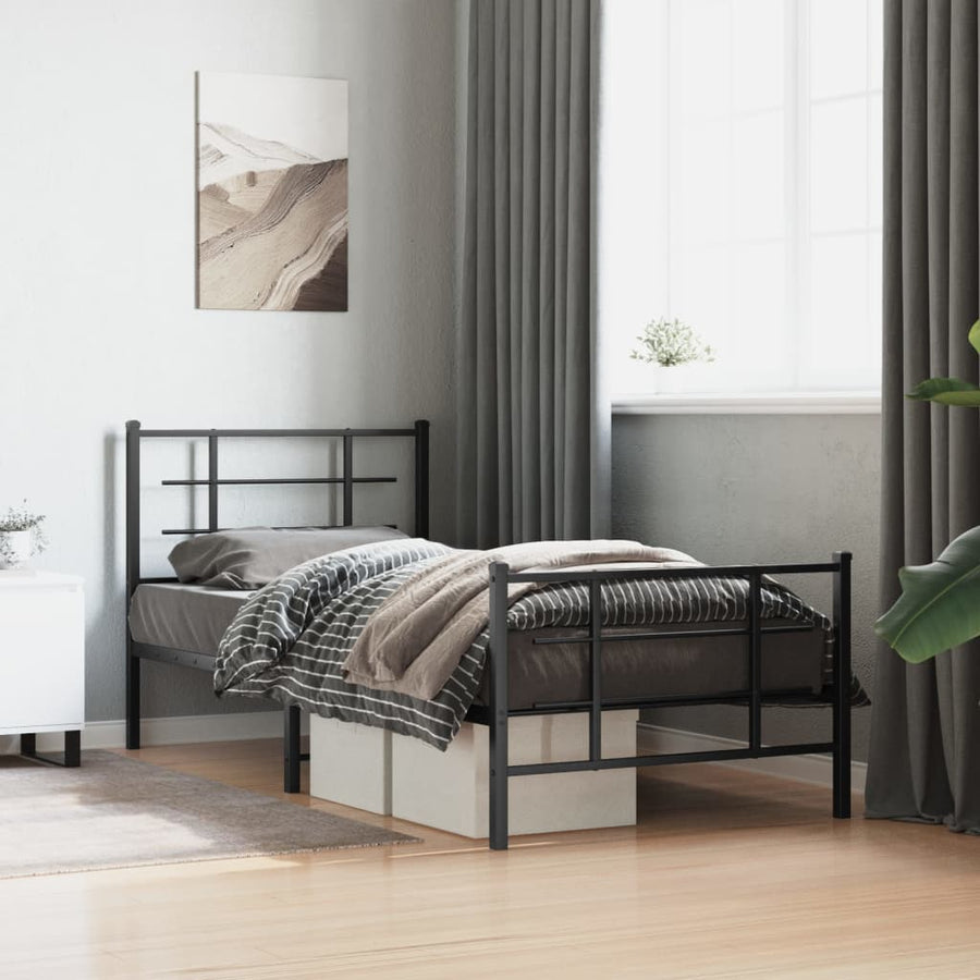 Bedframe Met Hoofd- En Voeteneinde Metaal 90 x 200 cm Zwart