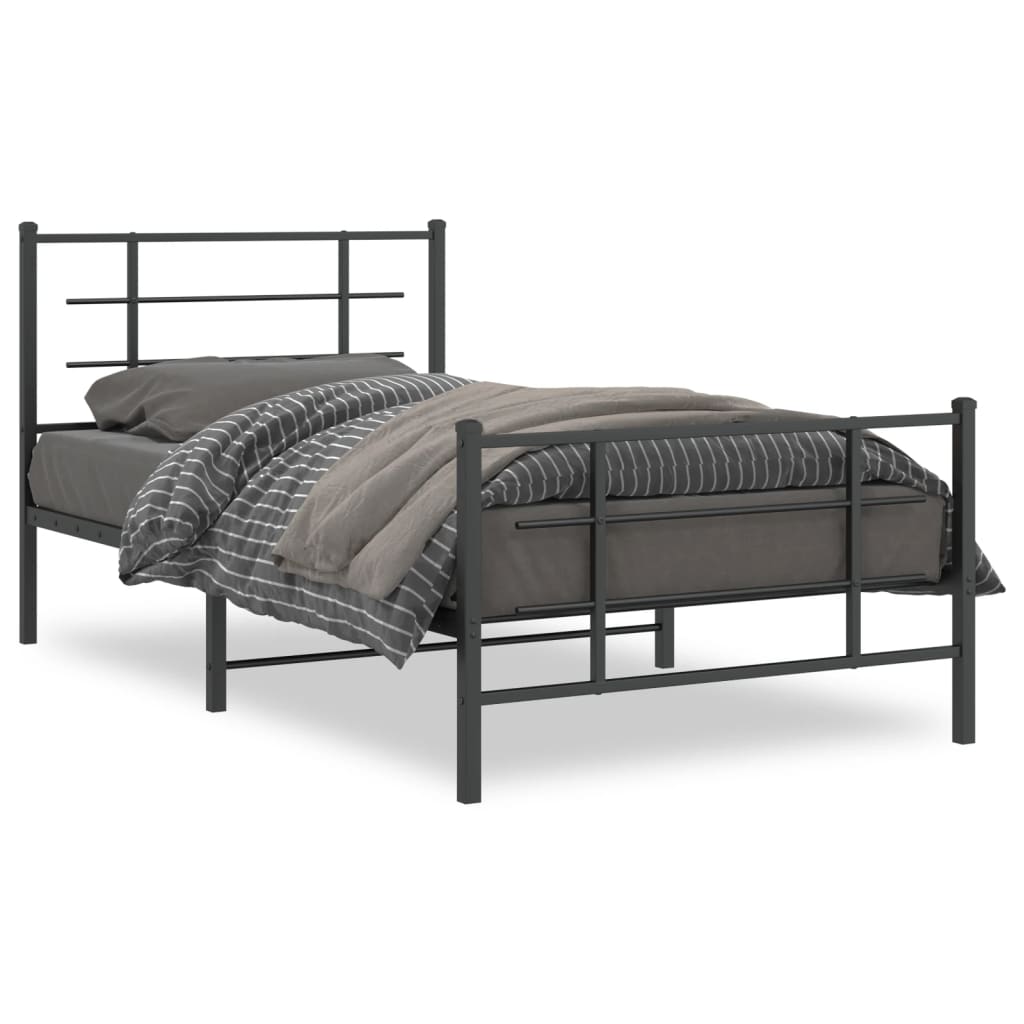 Bedframe Met Hoofd- En Voeteneinde Metaal 100 x 200 cm Zwart