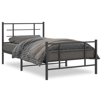 Bedframe Met Hoofd- En Voeteneinde Metaal 100 x 200 cm Zwart